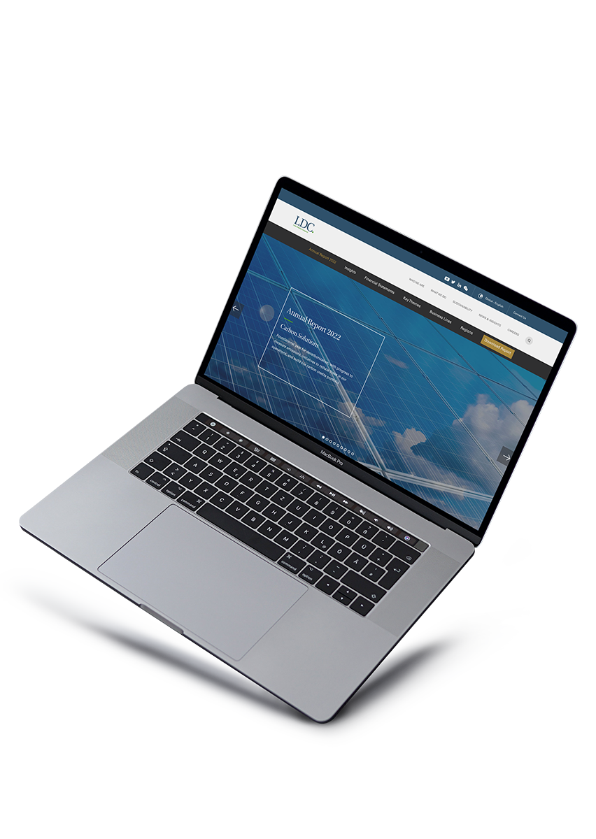 Laptop screen showing LDC's Annual Report 2022