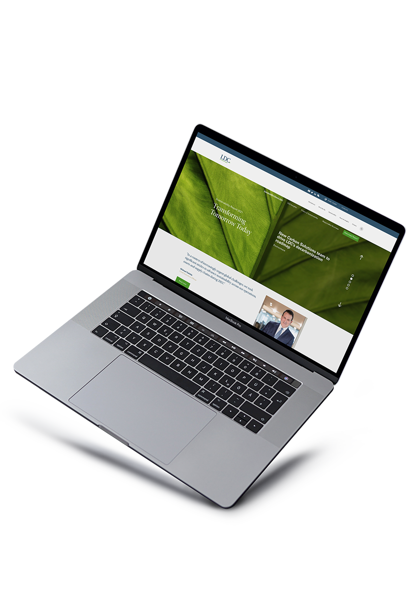 Sustainability Report 2021 shown on laptop